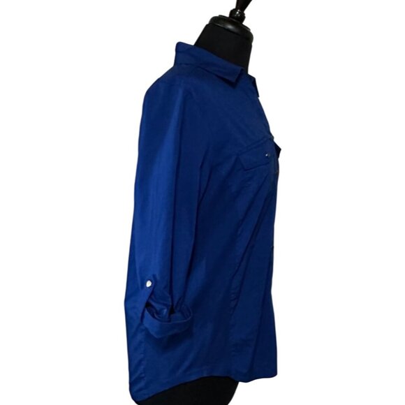 Croft & Barrow Stretch Blue Blouse Cotton Polyester Blend Women's Size SMALL - Picture 13 of 14